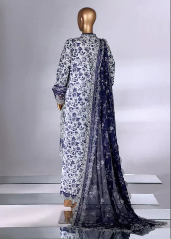 3 Piece Color Embroidered Lawn Shirt with Embroidered Trouser & Dupatta