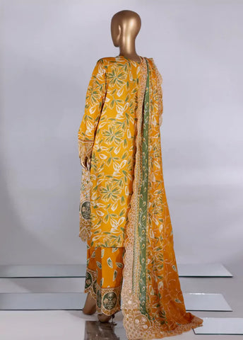 3 Piece Merrigold Orange Color Embroidered Lawn Shirt with Embroidered Trouser & Dupatta