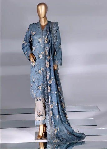 3 Piece Color Embroidered Lawn Shirt with Embroidered Trouser & Dupatta