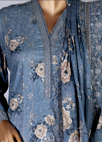 3 Piece Color Embroidered Lawn Shirt with Embroidered Trouser & Dupatta