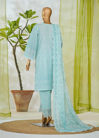 3 Piece Arctic Blue Color Embroidered Lawn Shirt with Embroidered Trouser & Dupatta