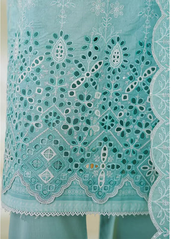 3 Piece Arctic Blue Color Embroidered Lawn Shirt with Embroidered Trouser & Dupatta