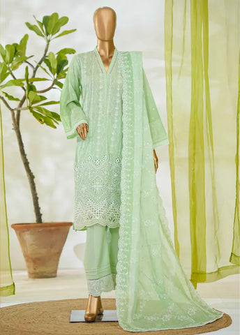 3 Piece Lime Green Color Embroidered Lawn Shirt with Embroidered Trouser & Dupatta