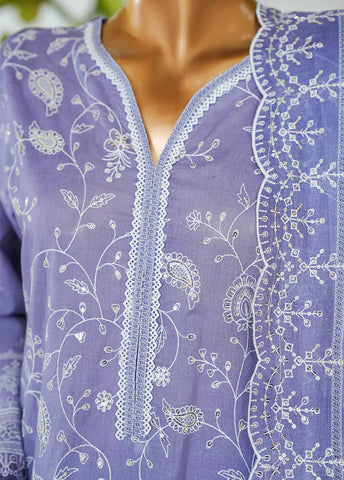3 Piece Lavender Color Embroidered Lawn Shirt with Embroidered Trouser & Dupatta