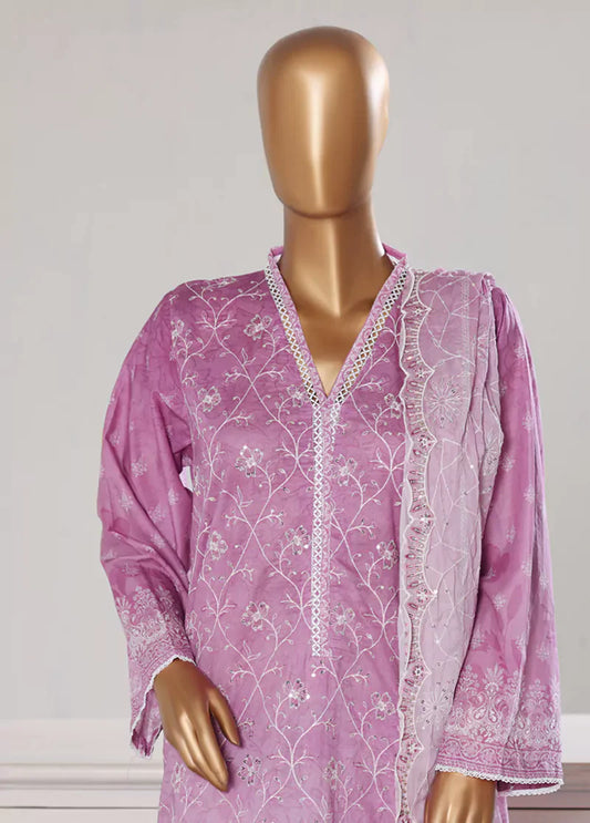 3 Piece Crepe Pink Color Chikankari Lawn Shirt with Embroidered Trouser & Dupatta