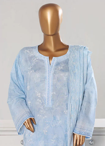 3 Piece Sky Blue Color Chikankari Lawn Shirt with Embroidered Trouser & Dupatta