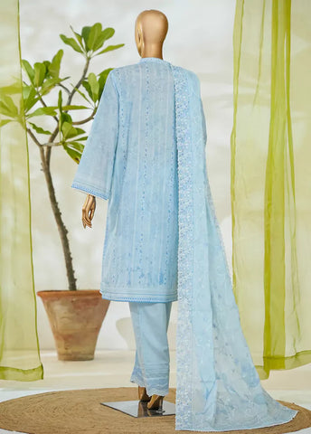 3 Piece Tiffany Blue Color Embroidered Lawn Shirt with Embroidered Trouser & Dupatta