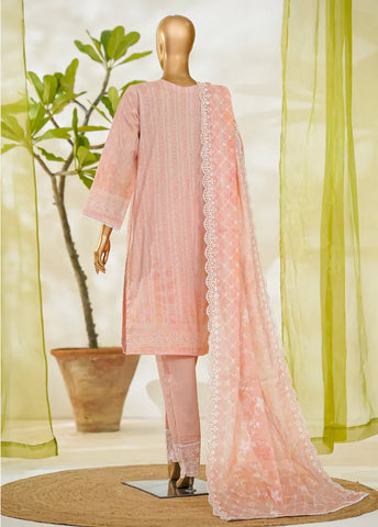 3 Piece Pastel Pink Color Embroidered Lawn Shirt with Embroidered Trouser & Dupatta