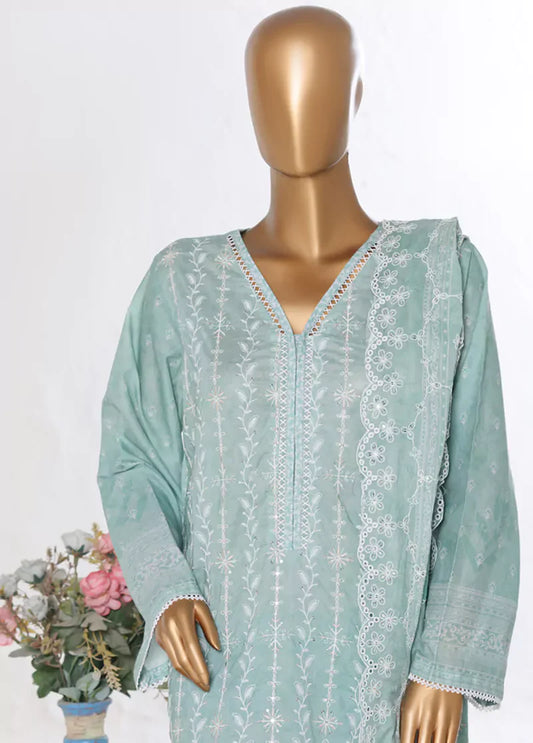 3 Piece Pastel Blue Color Chikankari Lawn Shirt with Embroidered Trouser & Dupatta