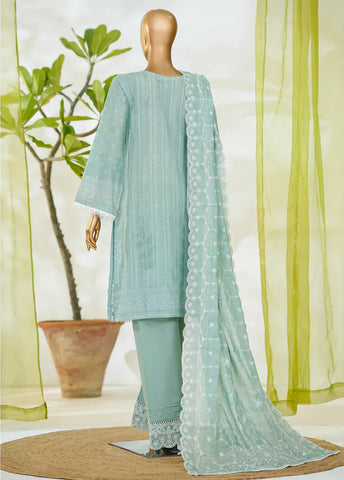 3 Piece Mint Green Color Embroidered Lawn Shirt with Embroidered Trouser & Dupatta