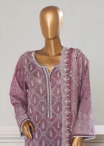 3 Piece Muave Color Chikankari Lawn Shirt with Embroidered Trouser & Dupatta