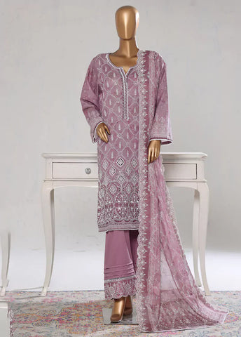 3 Piece Muave Color Chikankari Lawn Shirt with Embroidered Trouser & Dupatta