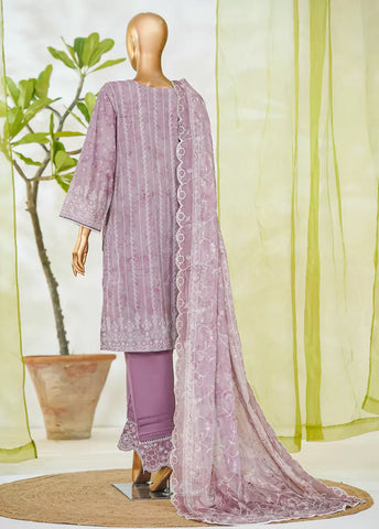 3 Piece Muave Color Embroidered Lawn Shirt with Embroidered Trouser & Dupatta