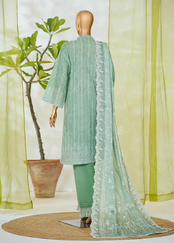 3 Piece Mint Green Color Embroidered Lawn Shirt with Embroidered Trouser & Dupatta
