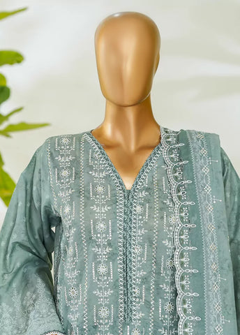 3 Piece Color Embroidered Lawn Shirt with Embroidered Trouser & Dupatta