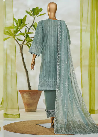 3 Piece Color Embroidered Lawn Shirt with Embroidered Trouser & Dupatta