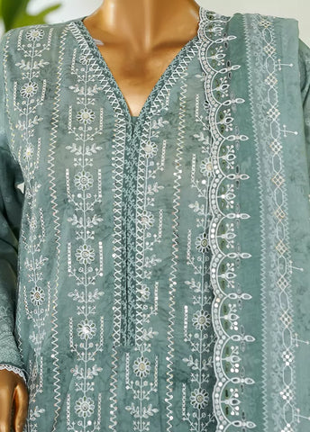 3 Piece Color Embroidered Lawn Shirt with Embroidered Trouser & Dupatta