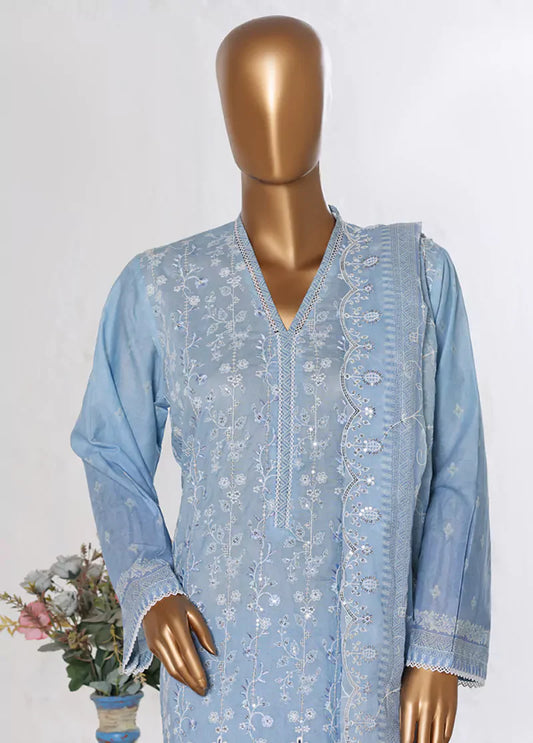 3 Piece Tiffany Blue Color Chikankari Lawn Shirt with Embroidered Trouser & Dupatta