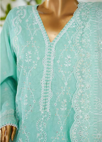 3 Piece Turquoise Color Embroidered Lawn Shirt with Embroidered Trouser & Dupatta