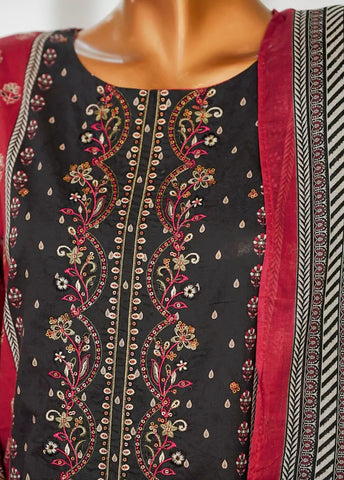 3 Piece Black & Pink Color Embroidered Lawn Shirt with Trouser & Dupatta