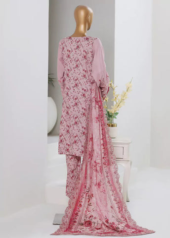 3 Piece Embroidered Pastel Pink Color Cotton Shirt with Trouser & Embroidered Dupatta