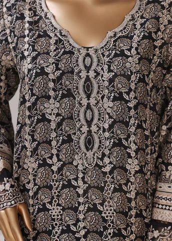 3 Piece Embroidered Black & Brown Color Lawn Shirt with Trouser & Embroidered Dupatta