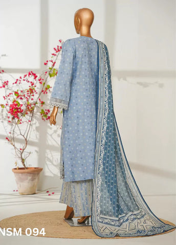 3 Piece Pastel Blue Color Embroidered Lawn Shirt with Trouser & Dupatta