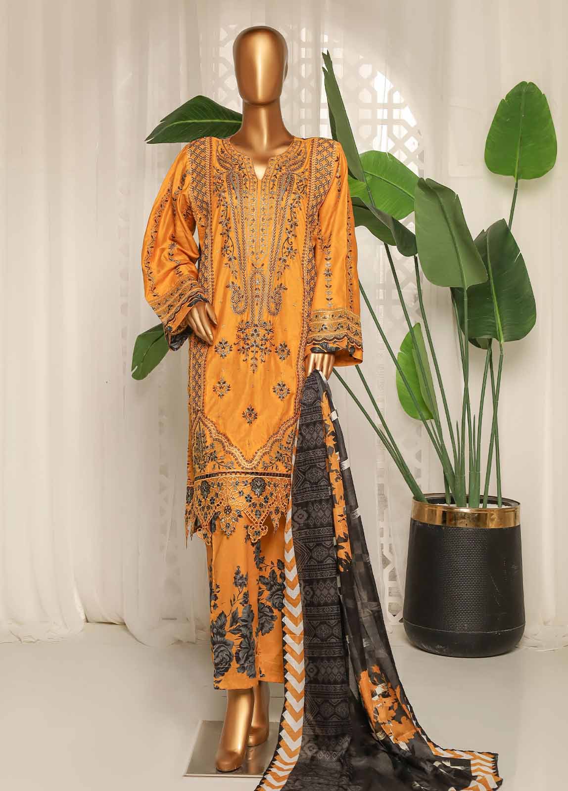 Bin Saeed Fabric - NSM-EMB-002- 3 Piece Luxury Embroidered Stitched Suit