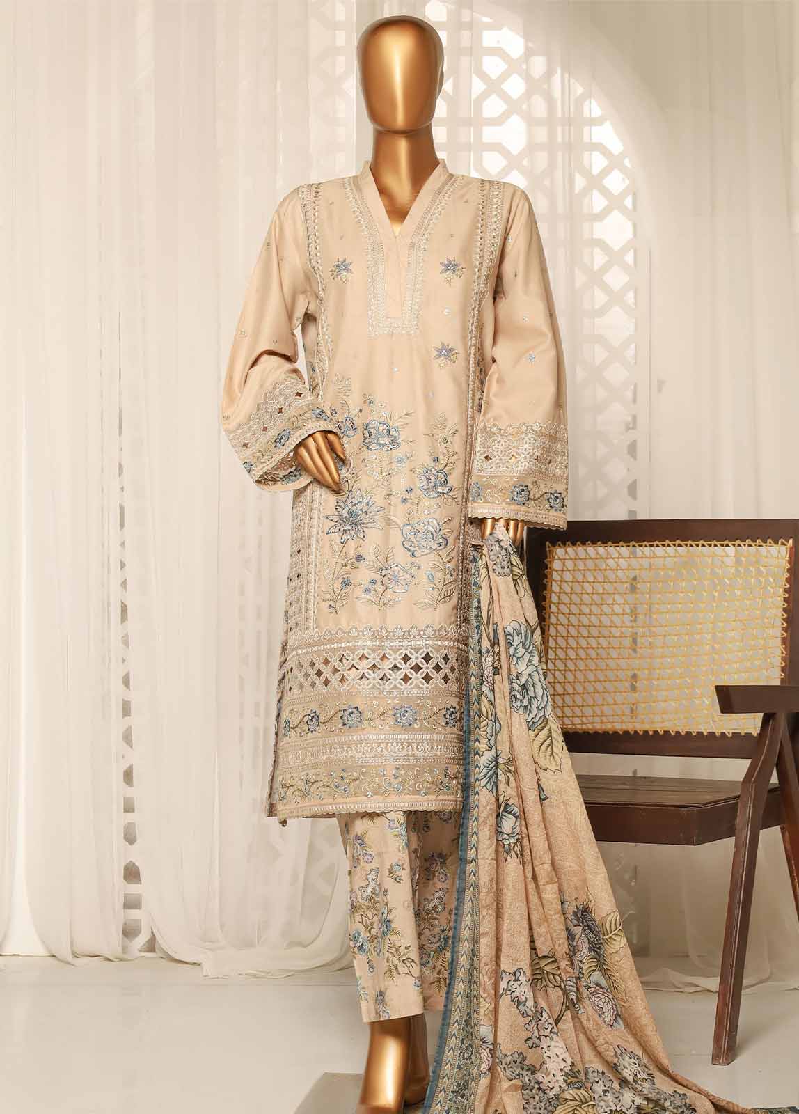 Bin Saeed Fabric - NSM-EMB-014- 3 Piece Luxury Embroidered Stitched Suit