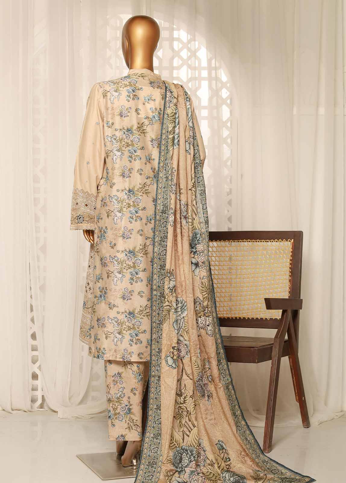 Bin Saeed Fabric - NSM-EMB-014- 3 Piece Luxury Embroidered Stitched Suit
