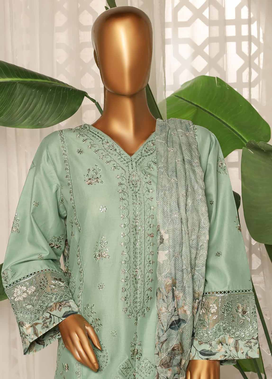 Bin Saeed Fabric - NSM-EMB-015- 3 Piece Luxury Embroidered Stitched Suit