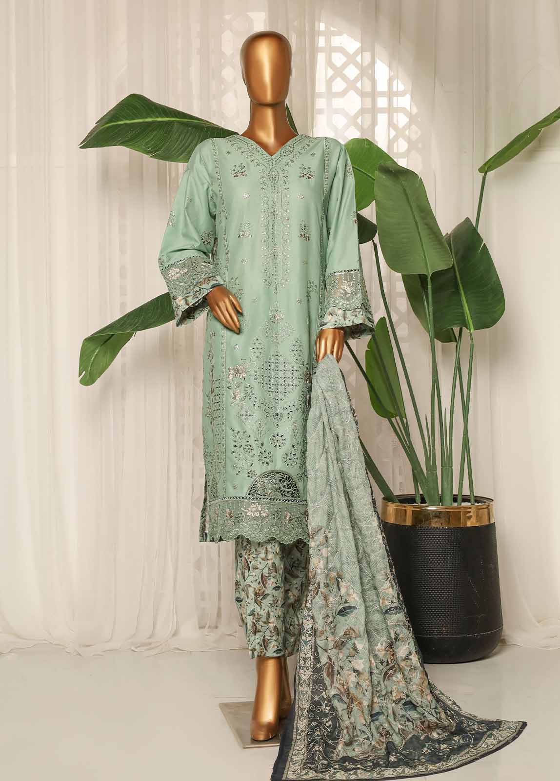 Bin Saeed Fabric - NSM-EMB-015- 3 Piece Luxury Embroidered Stitched Suit