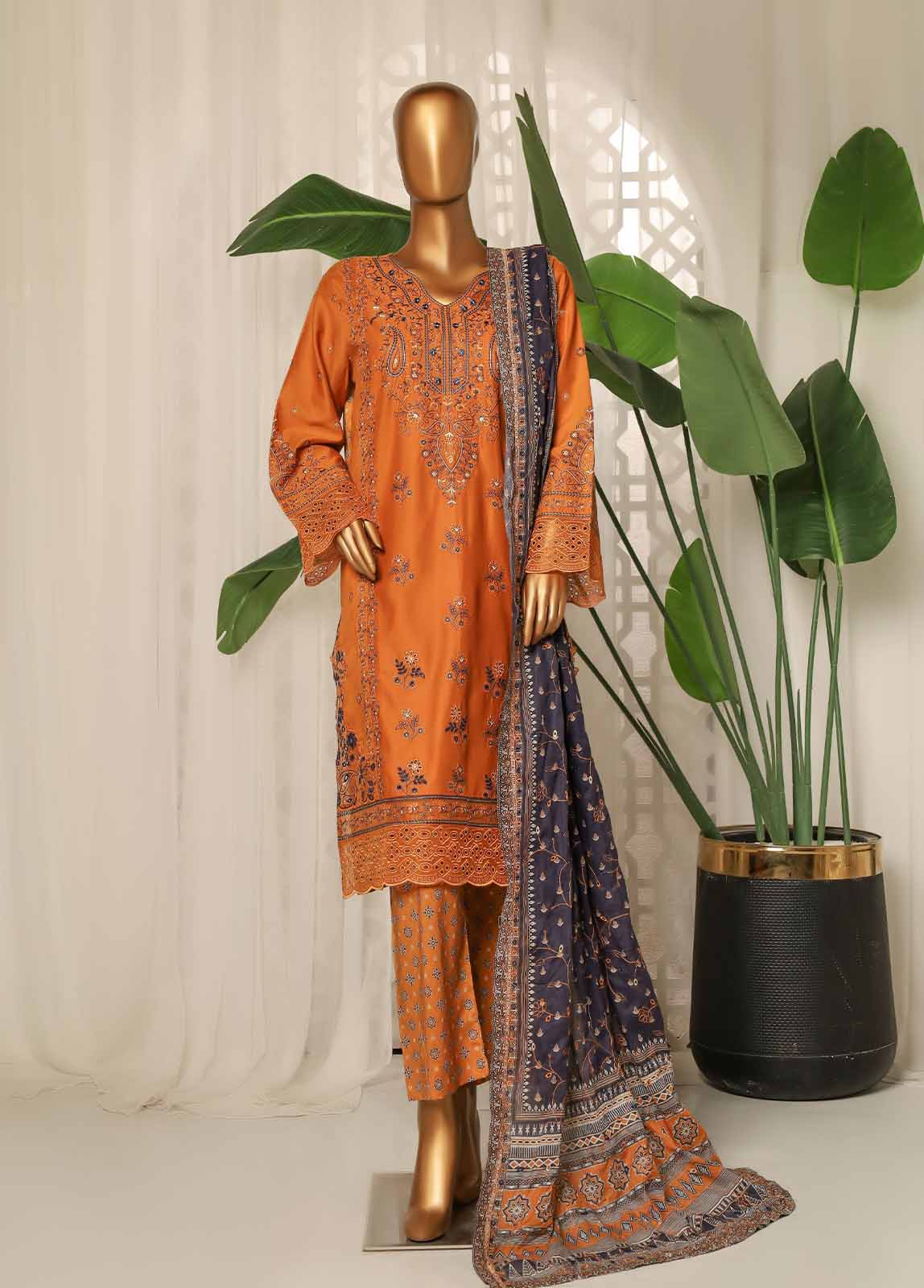 NSM-EMB-022- 3 Piece Luxury Embroidered Stitched Suit