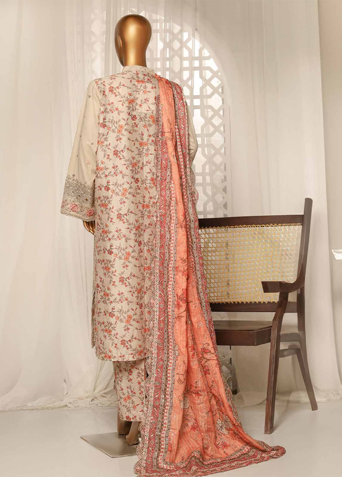 Bin Saeed Fabric - NSM-EMB-029- 3 Piece Luxury Embroidered Stitched Suit