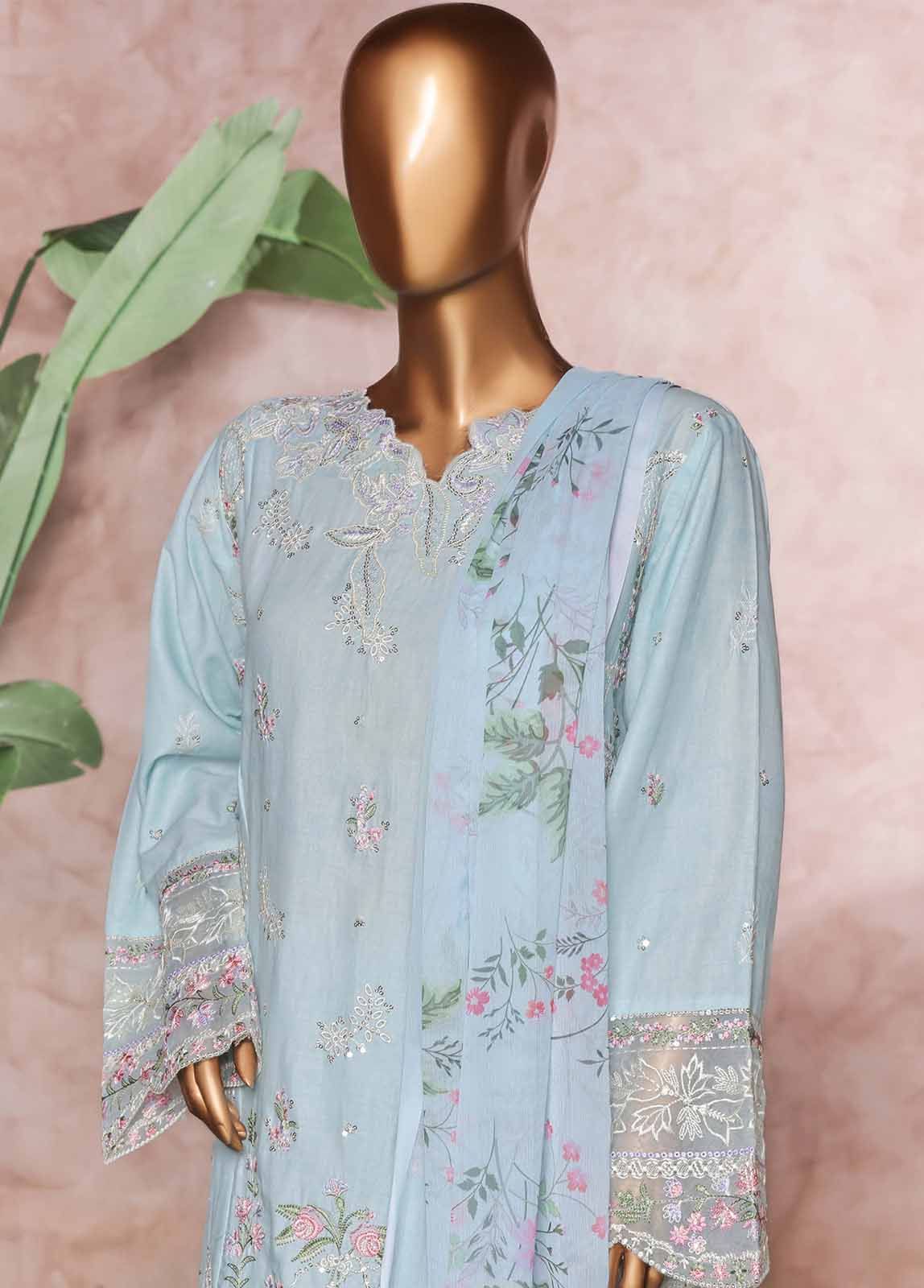 Bin Saeed Fabric - NSM-PC-028 - 3 Piece Luxury Embroidered Stitched Suit