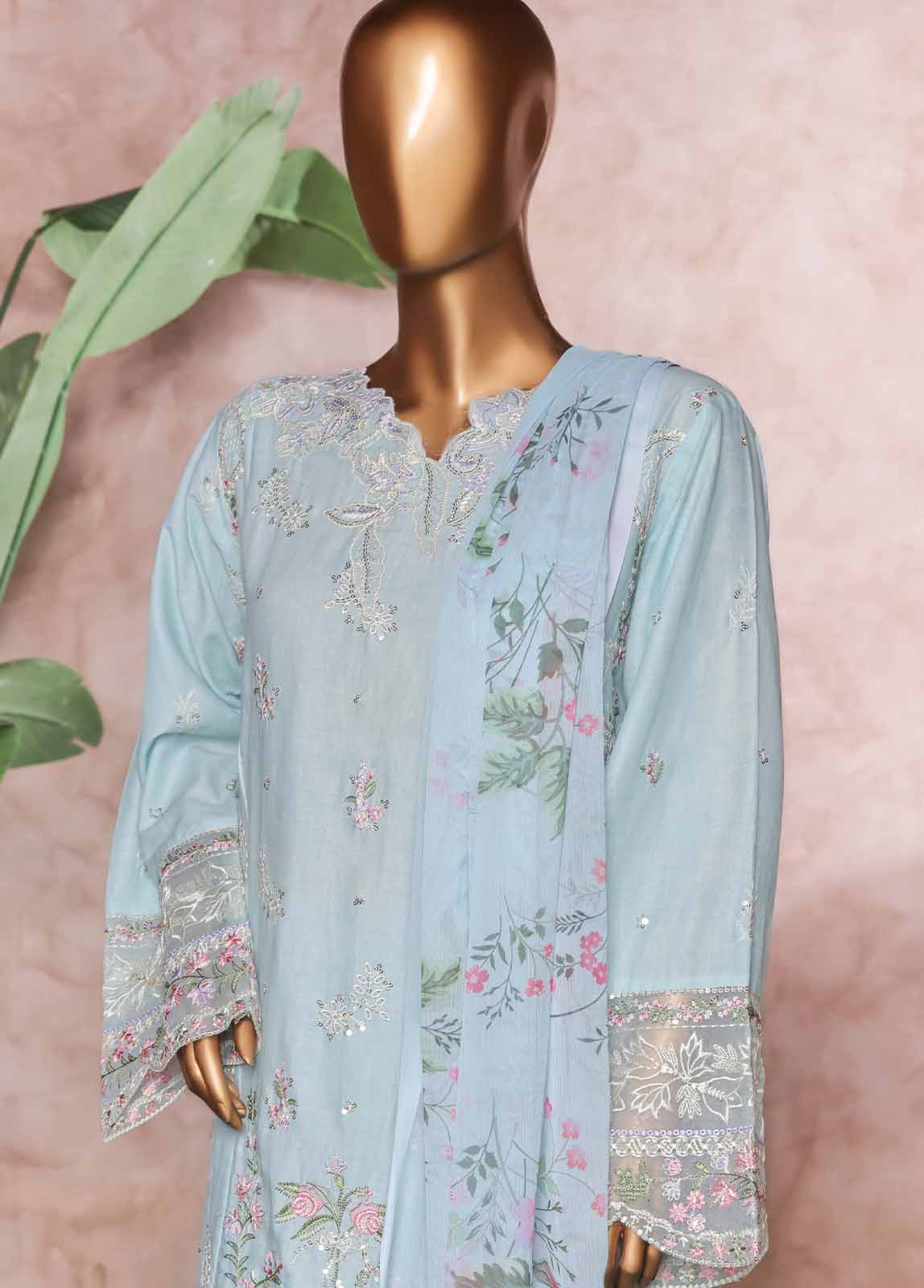 Bin Saeed Fabric - NSM-PC-028 - 3 Piece Luxury Embroidered Stitched Suit