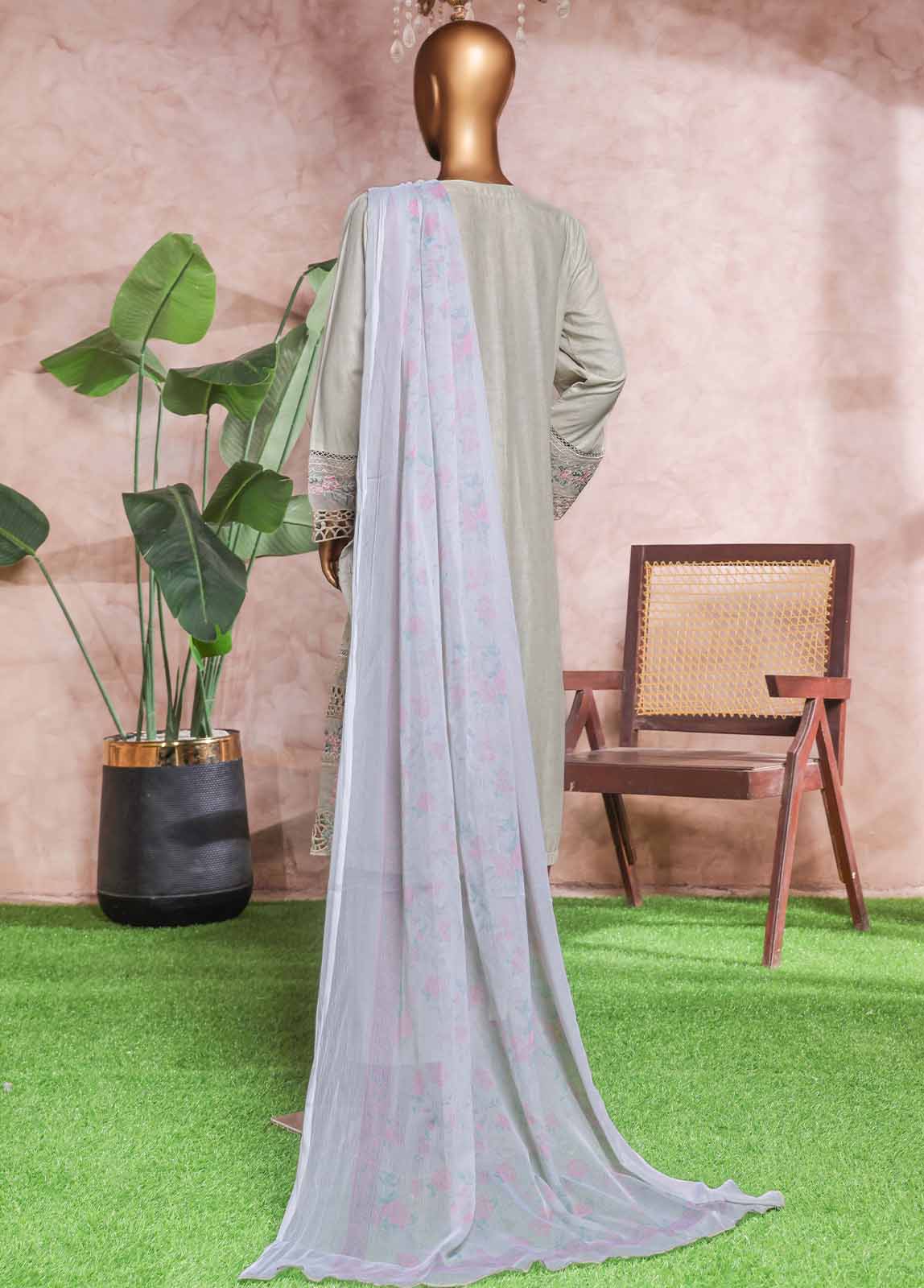 Bin Saeed Fabric - NSM-PC-029- 3 Piece Luxury Embroidered Stitched Suit