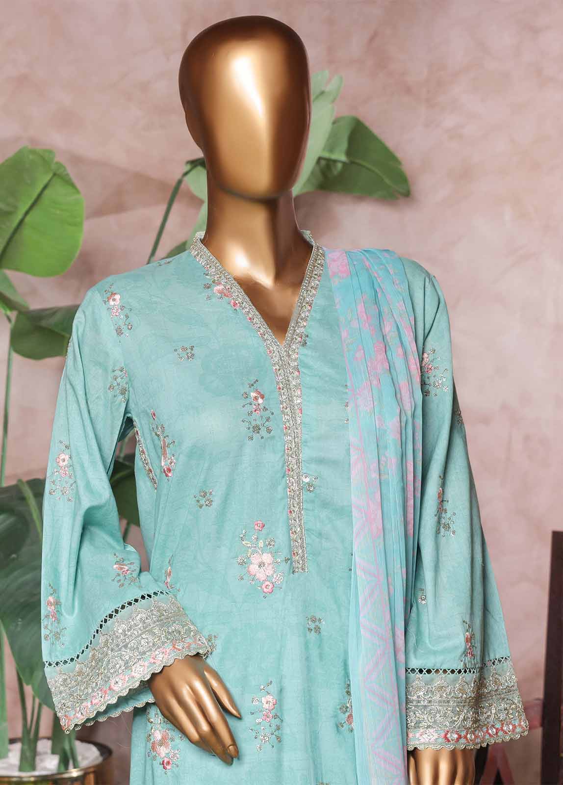 Bin Saeed Fabric - NSM-PC-030- 3 Piece Luxury Embroidered Stitched Suit
