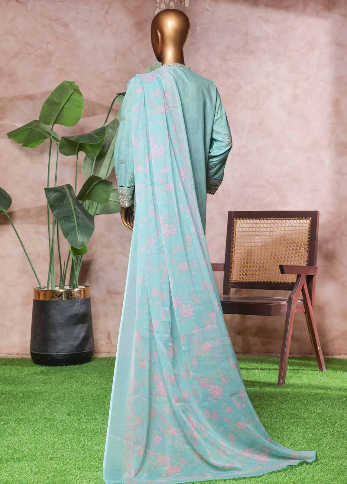 Bin Saeed Fabric - NSM-PC-030- 3 Piece Luxury Embroidered Stitched Suit