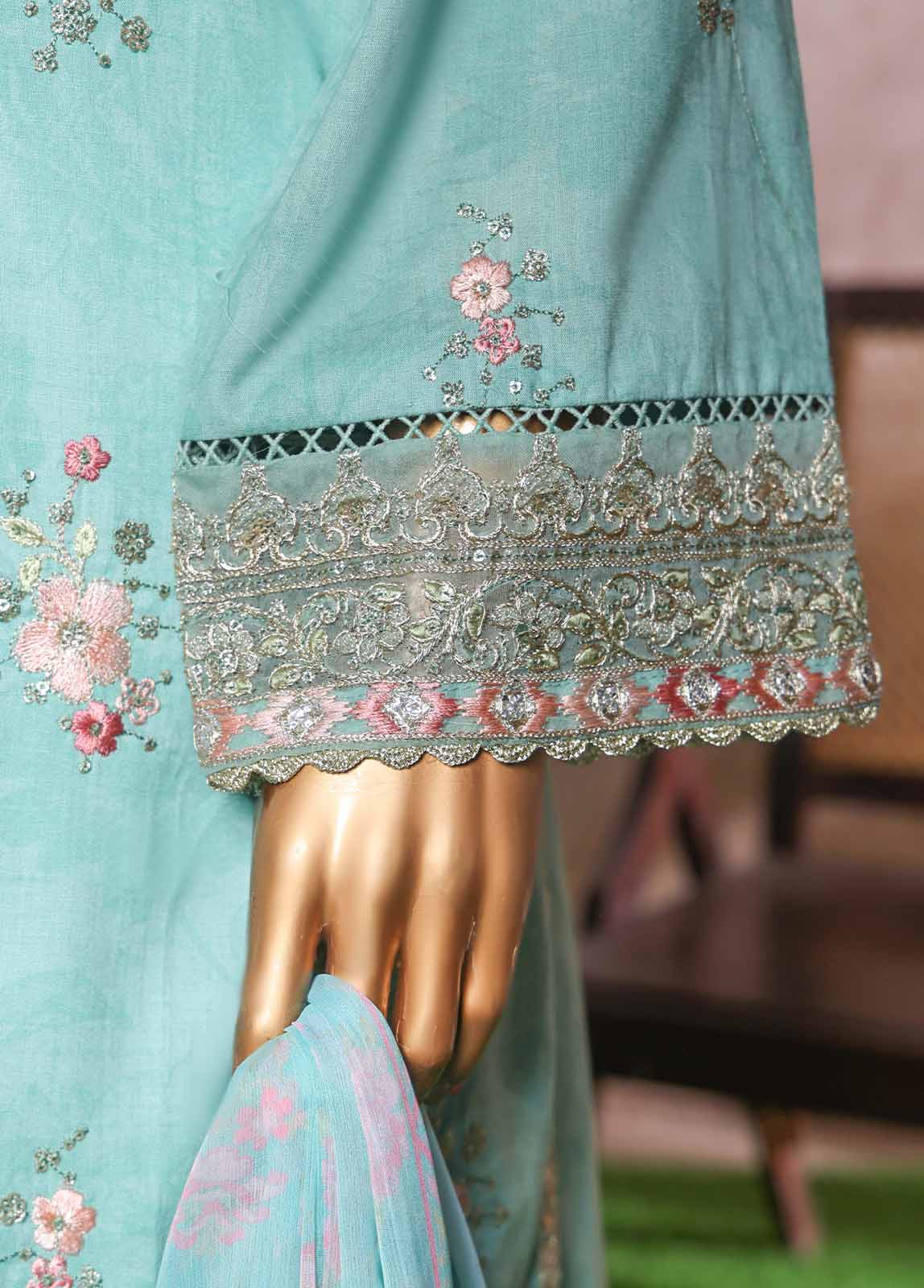 Bin Saeed Fabric - NSM-PC-030- 3 Piece Luxury Embroidered Stitched Suit