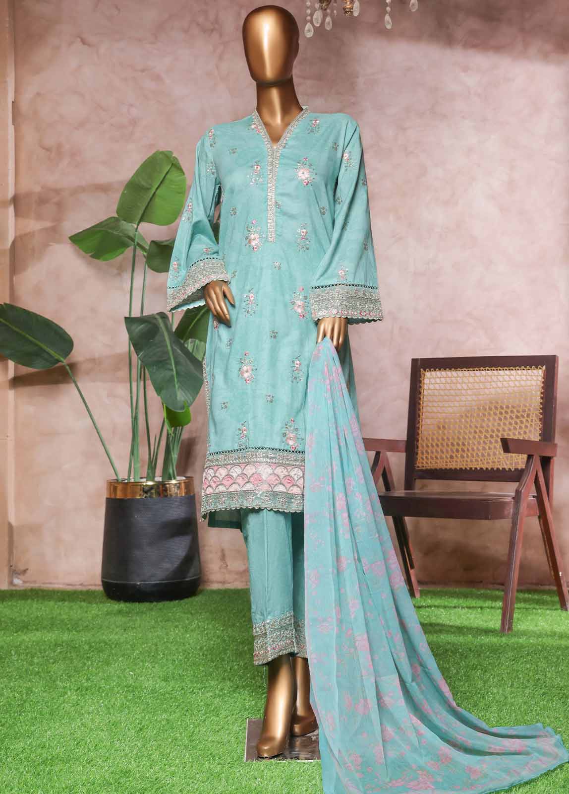 Bin Saeed Fabric - NSM-PC-030- 3 Piece Luxury Embroidered Stitched Suit