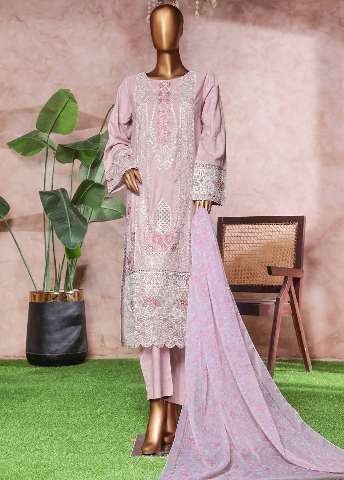 Bin Saeed Fabric - NSM-PC-032- 3 Piece Luxury Embroidered Stitched Suit