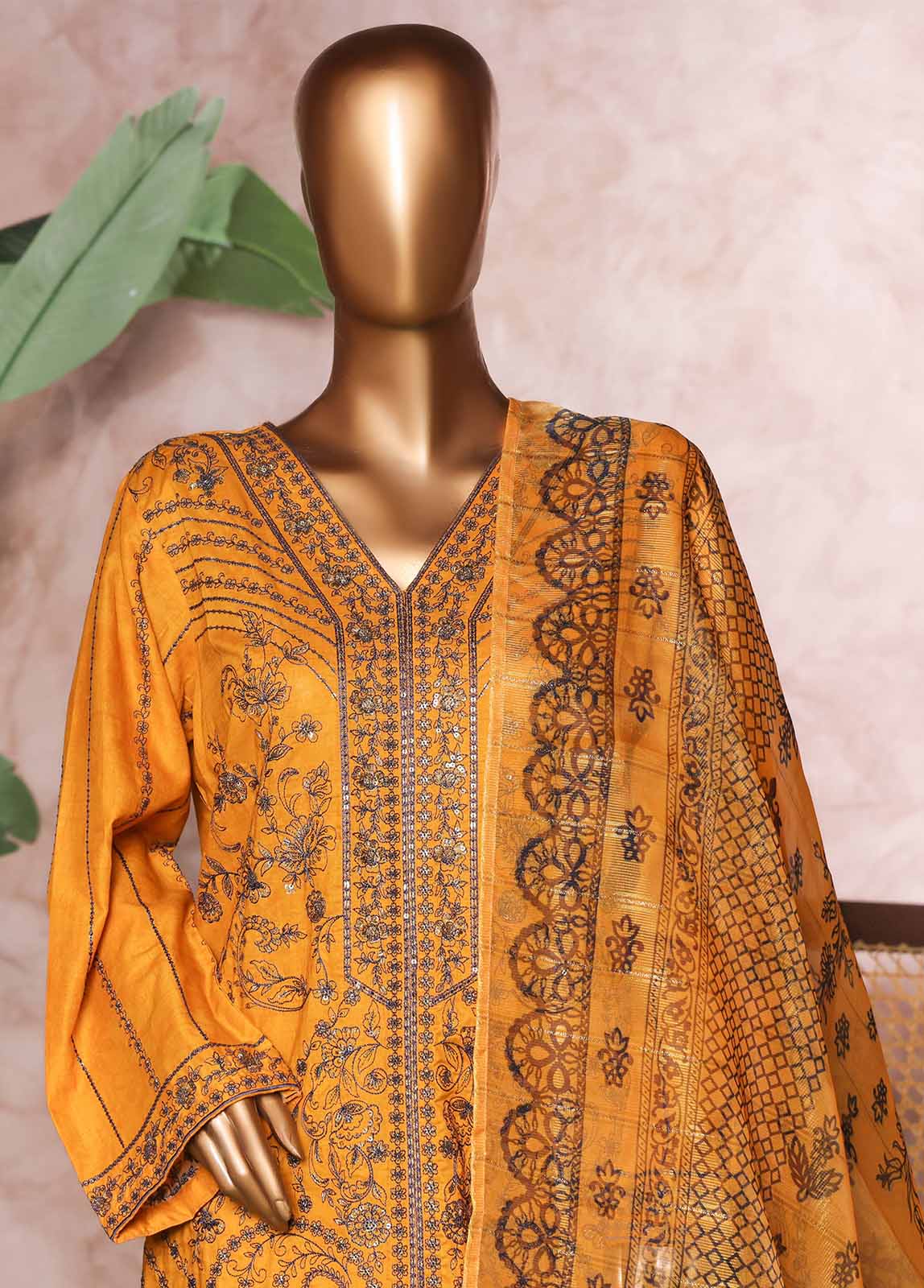 Bin Saeed Fabric - NSM-PC-038 - 3 Piece Luxury Embroidered Stitched Suit