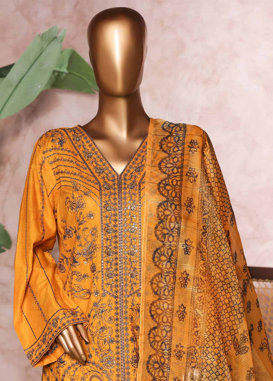 Bin Saeed Fabric - NSM-PC-038 - 3 Piece Luxury Embroidered Stitched Suit