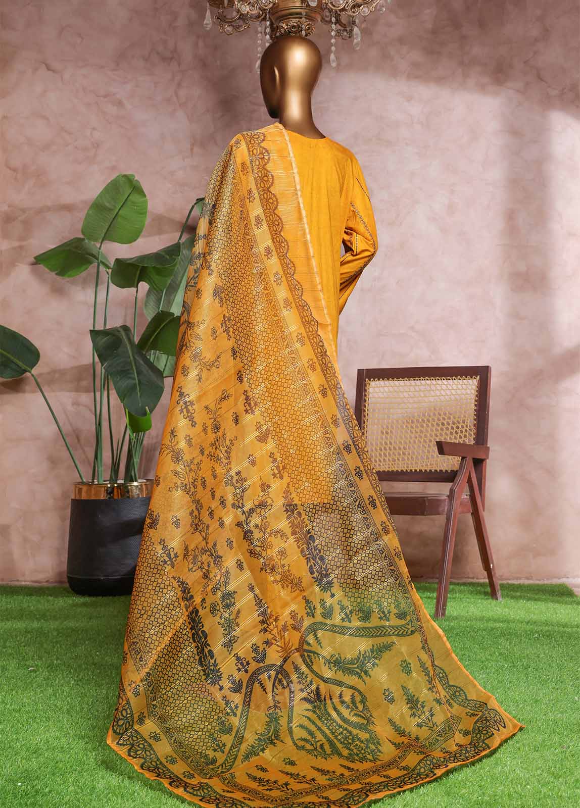 Bin Saeed Fabric - NSM-PC-038 - 3 Piece Luxury Embroidered Stitched Suit