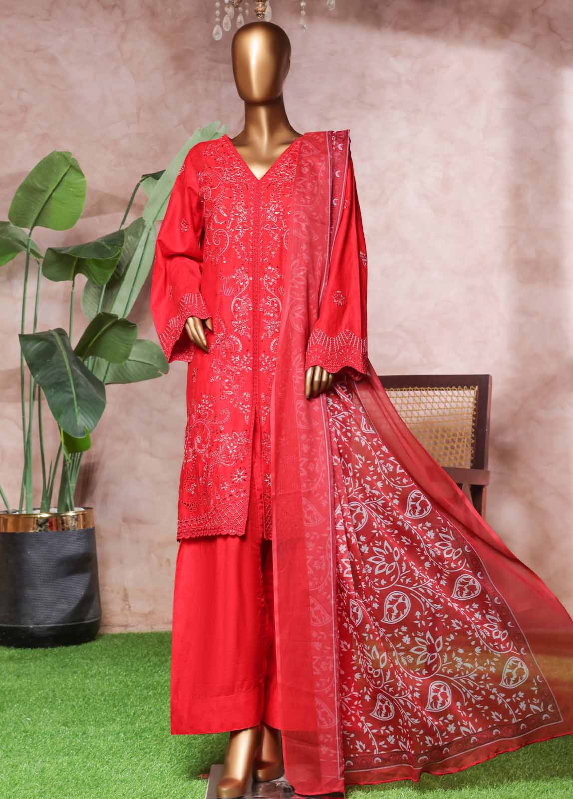 Bin Saeed Fabric - NSM-PC-039- 3 Piece Luxury Embroidered Stitched Suit