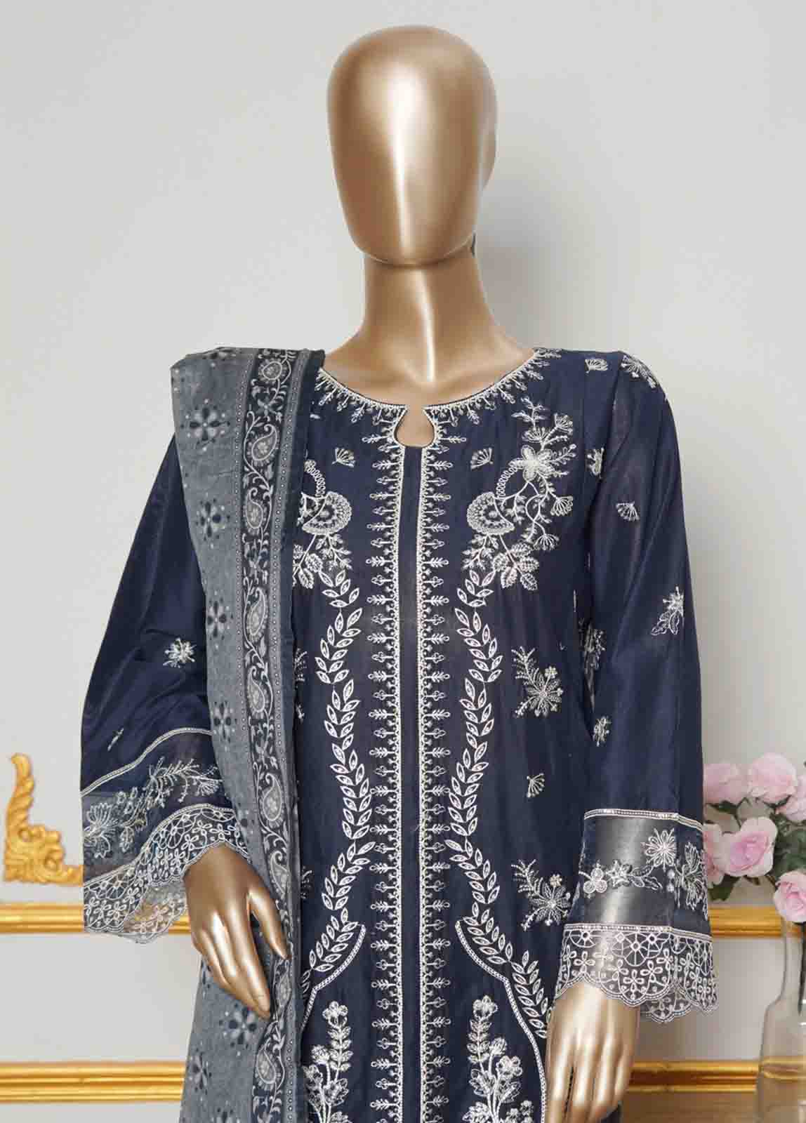 Bin Saeed Fabric - NSMC-0008- 3 Piece Cotton Embroidered Stitched Suit