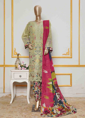 Bin Saeed Fabric - NSMC-0010- 3 Piece Cotton Embroidered Stitched Suit
