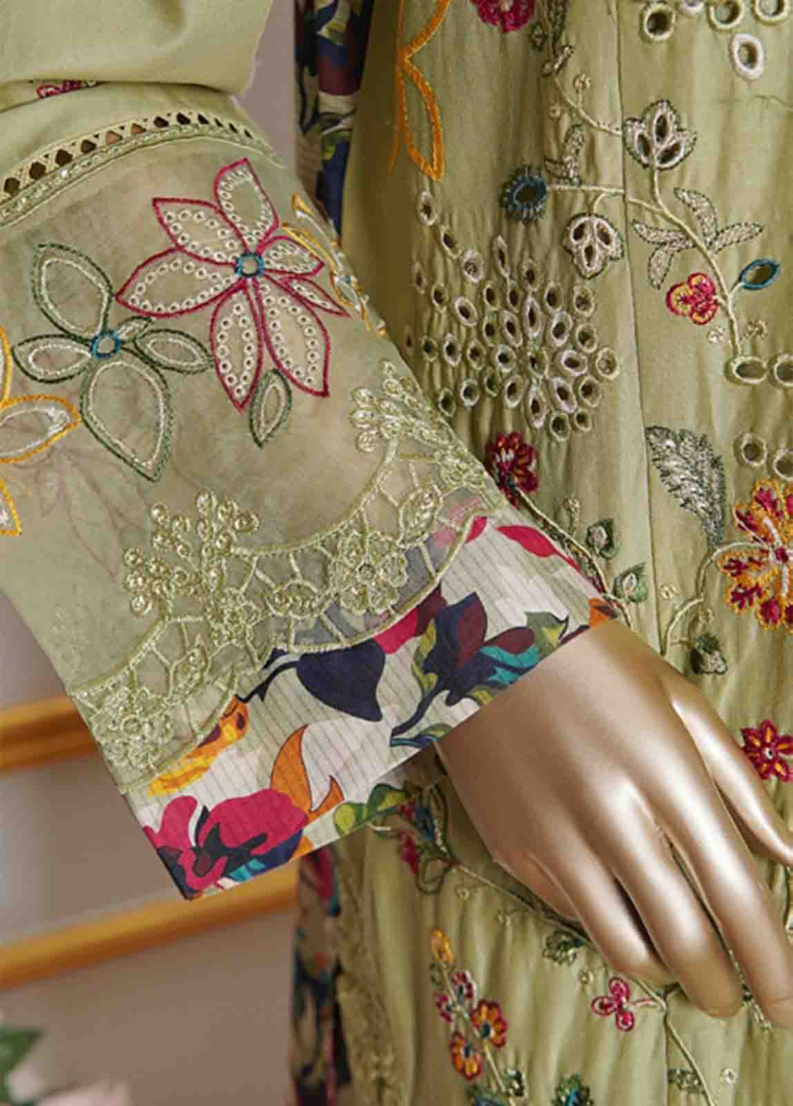 Bin Saeed Fabric - NSMC-0010- 3 Piece Cotton Embroidered Stitched Suit