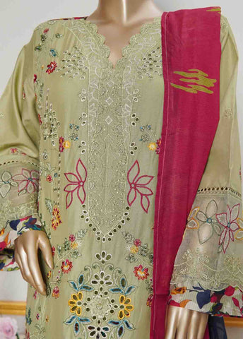 Bin Saeed Fabric - NSMC-0010- 3 Piece Cotton Embroidered Stitched Suit